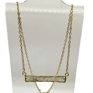 Gold Bar Gemstone  Necklace